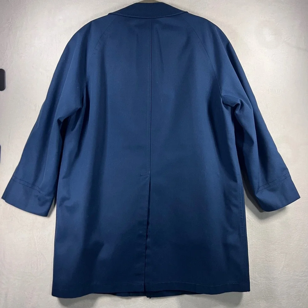 Vintage‎ 70s London Fog Men's Blue Faux Fur Lined Trench Coat Maincoat 40Short